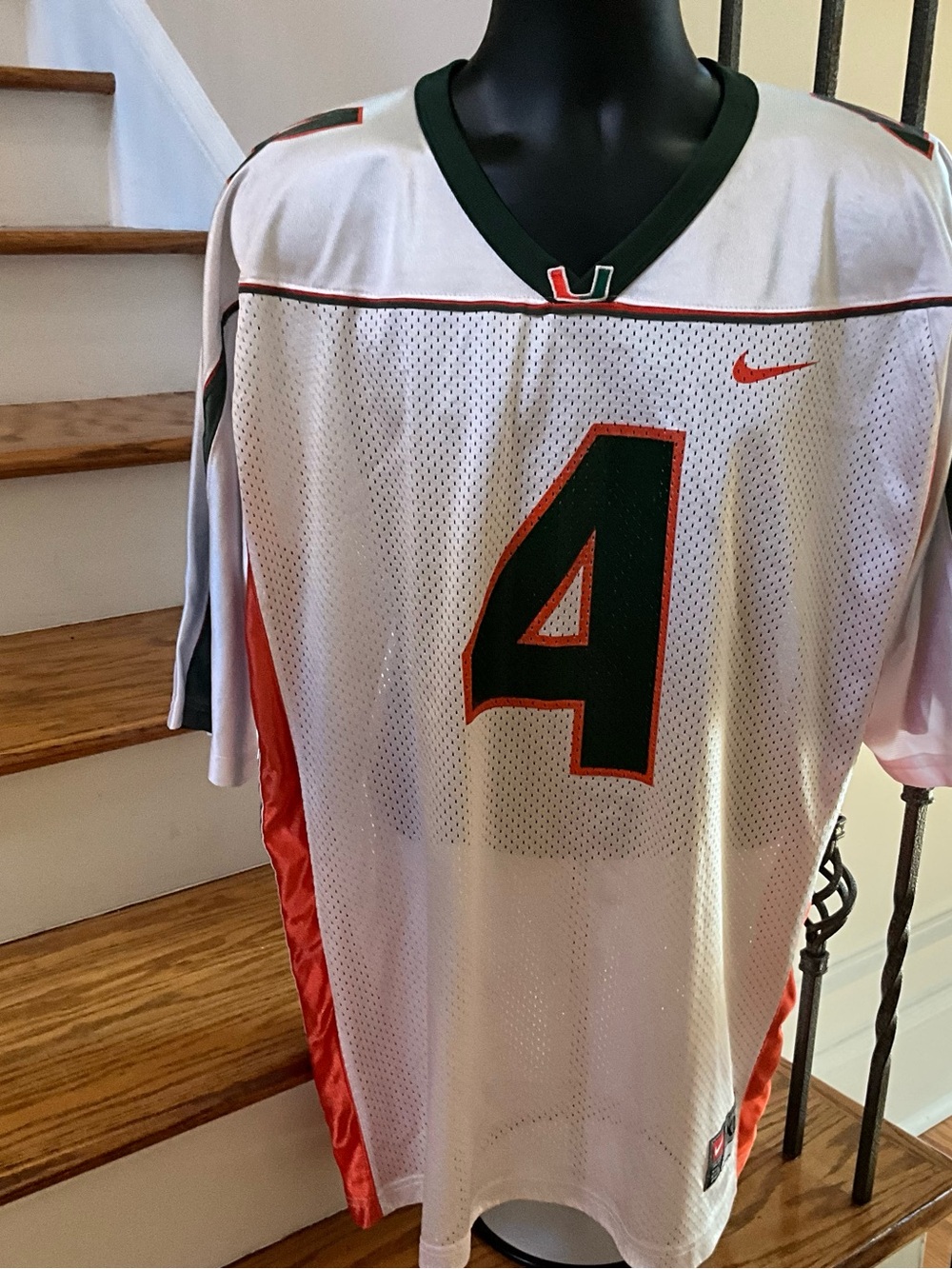 Nike Miami Hurricanes White Green and Orange Football Jersey - Barely worn